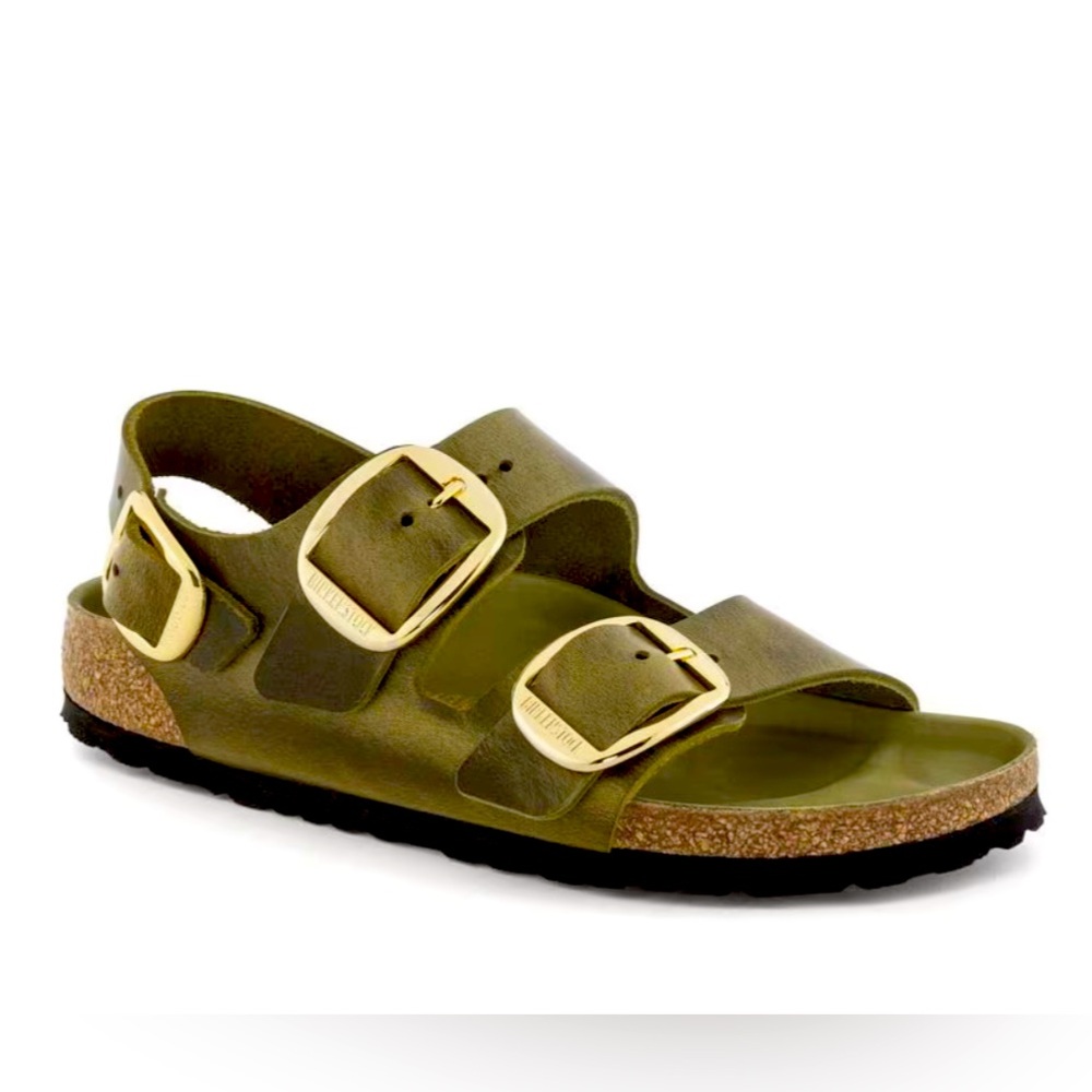 Birkenstock Big Buckle Sandals - Olive Green Leather - Size 42/Women’s 11 NIB